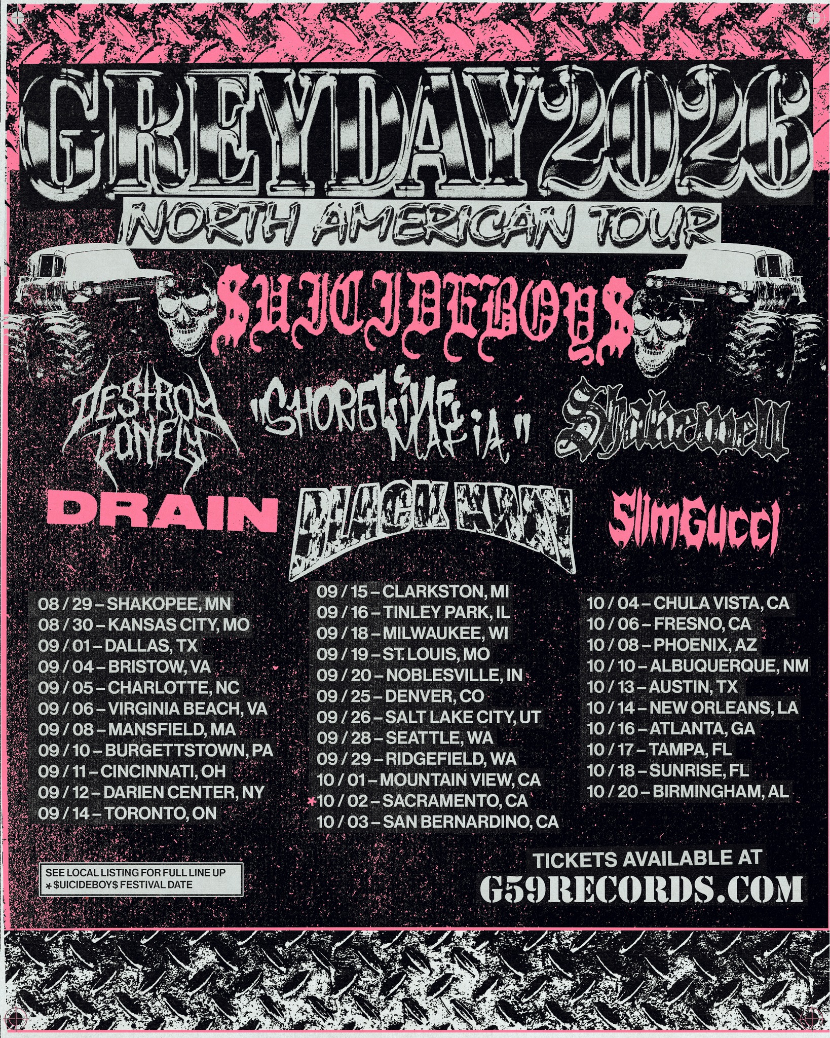 Destroy Lonely Grey Day Tour Poster 2026
